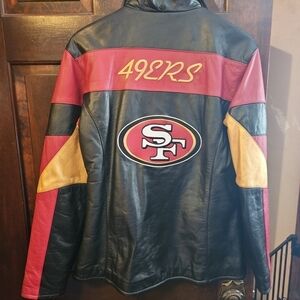 NFL San Francisco 49ers genuine leather medium length jacket. ONE OF A KIND